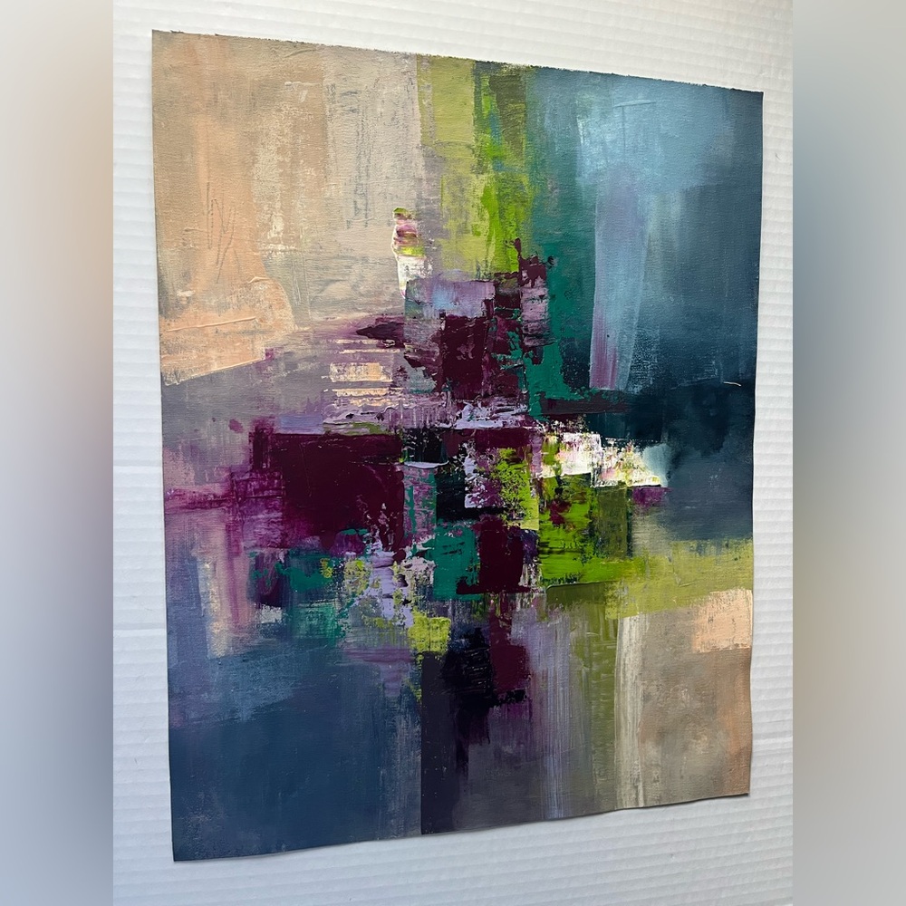 Abstract Painting Unframed 16x20 Purple/Blue/Green
